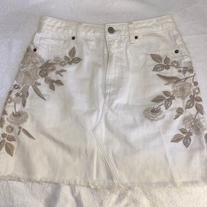 A&F embroidered jean skirt